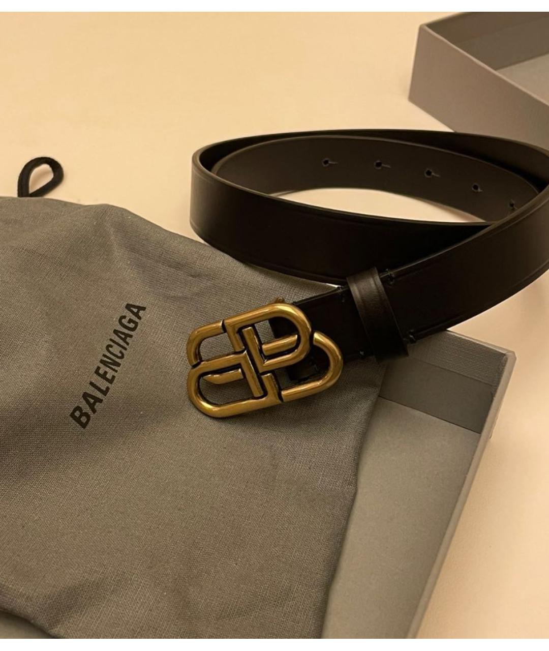 BALENCIAGA Черный кожаный ремень, фото 5