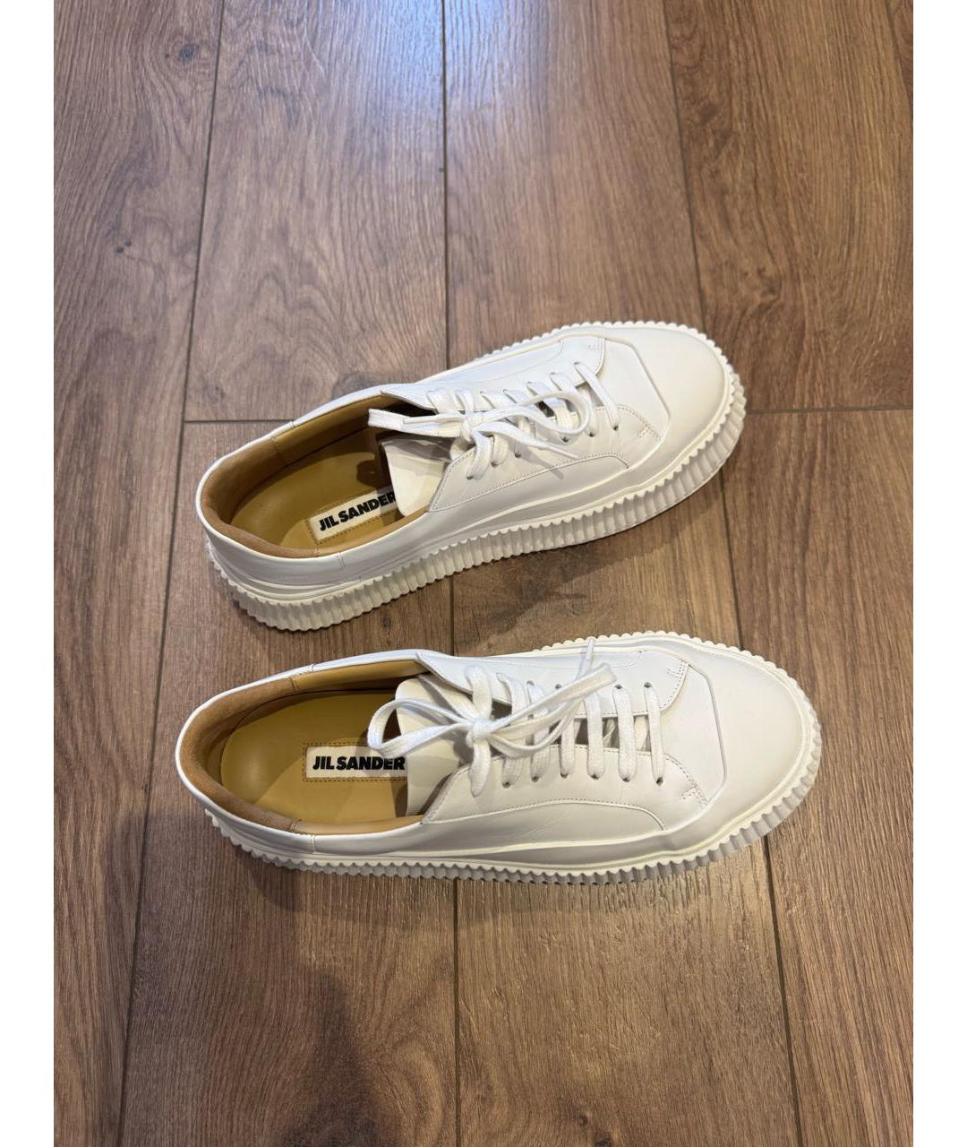JIL SANDER Белые кожаные кеды, фото 2
