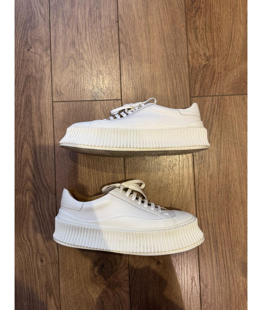 JIL SANDER Белые кожаные кеды, фото 3
