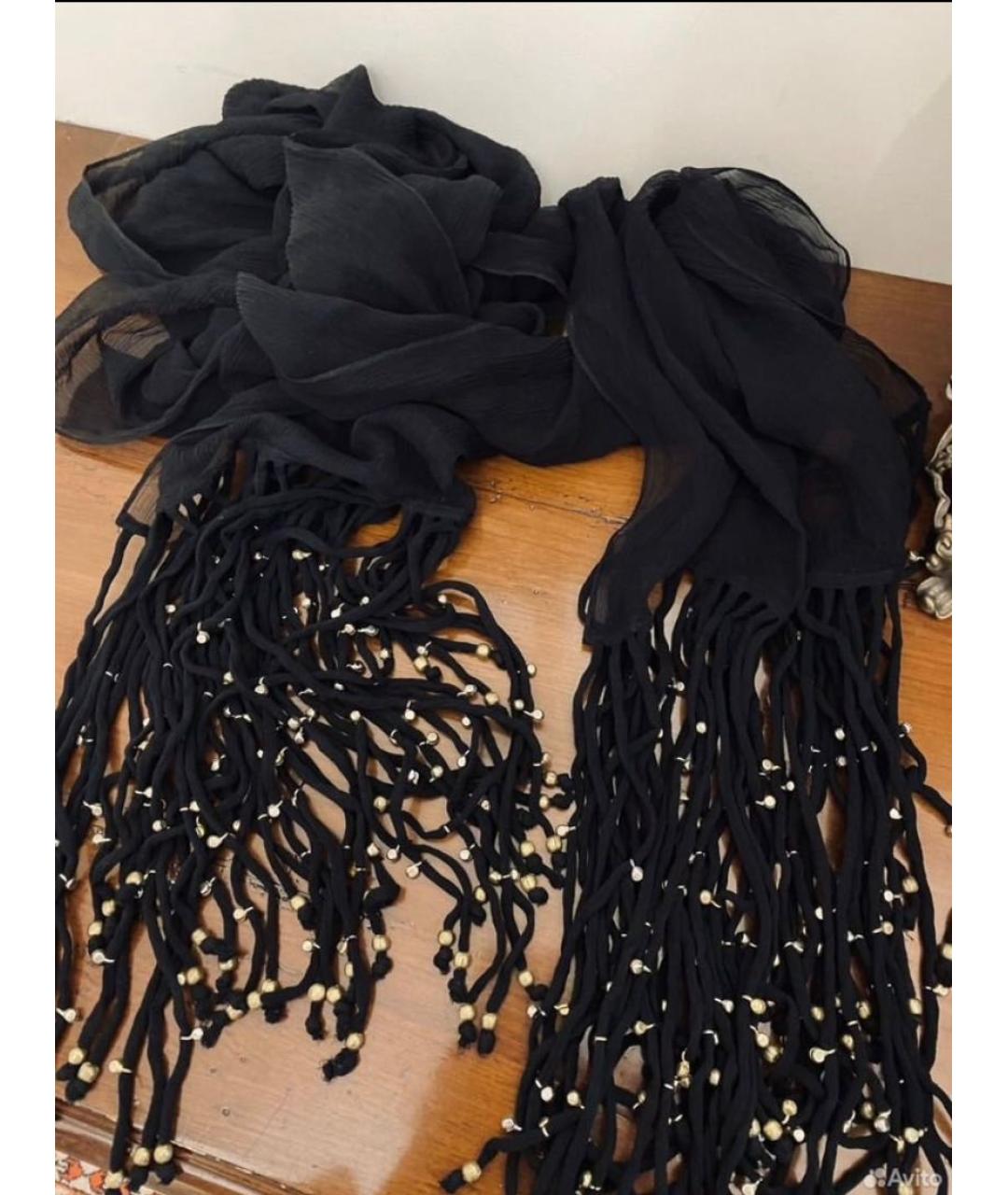 ETRO Черный шелковый шарф, фото 7