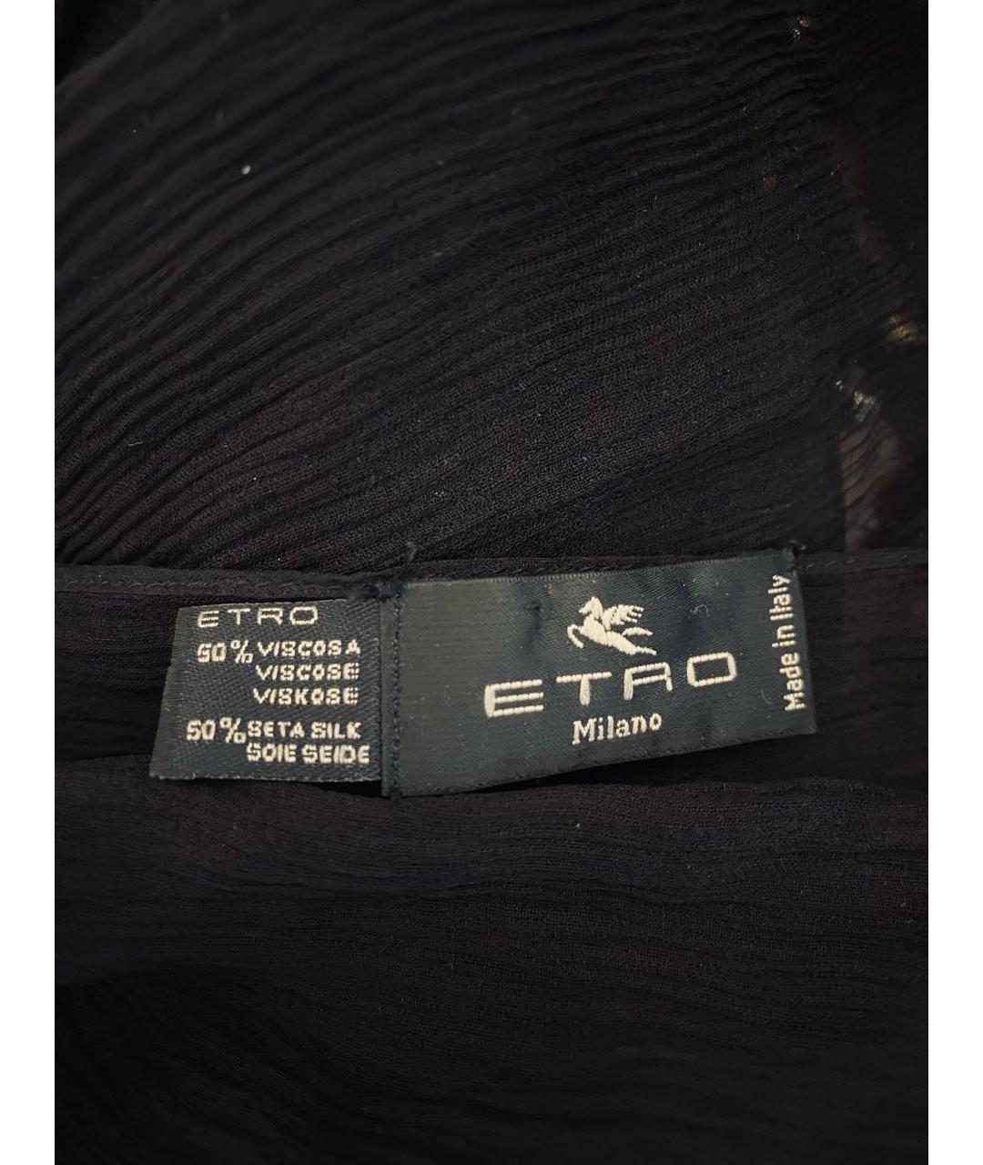 ETRO Черный шелковый шарф, фото 3