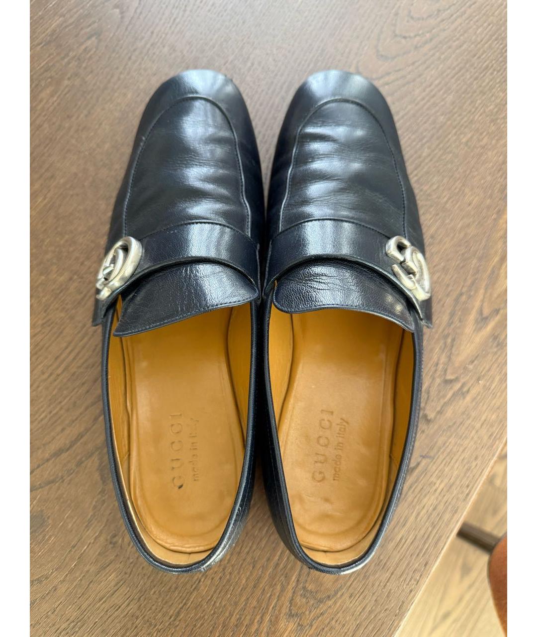 GUCCI Темно-синие кожаные лоферы, фото 3