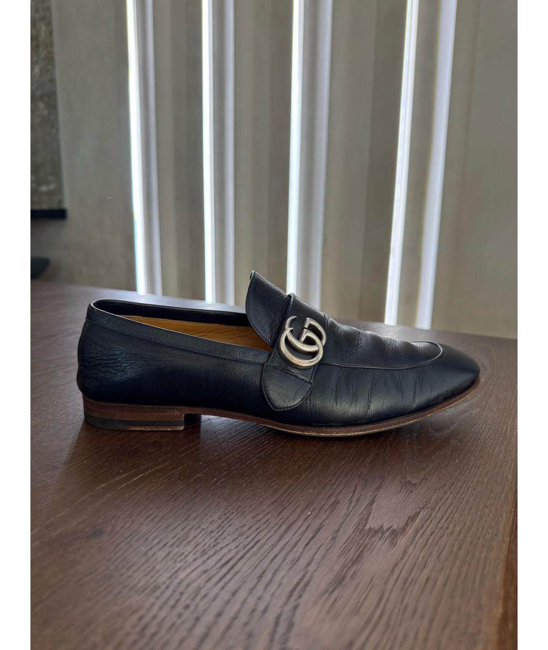 GUCCI Темно-синие кожаные лоферы, фото 7