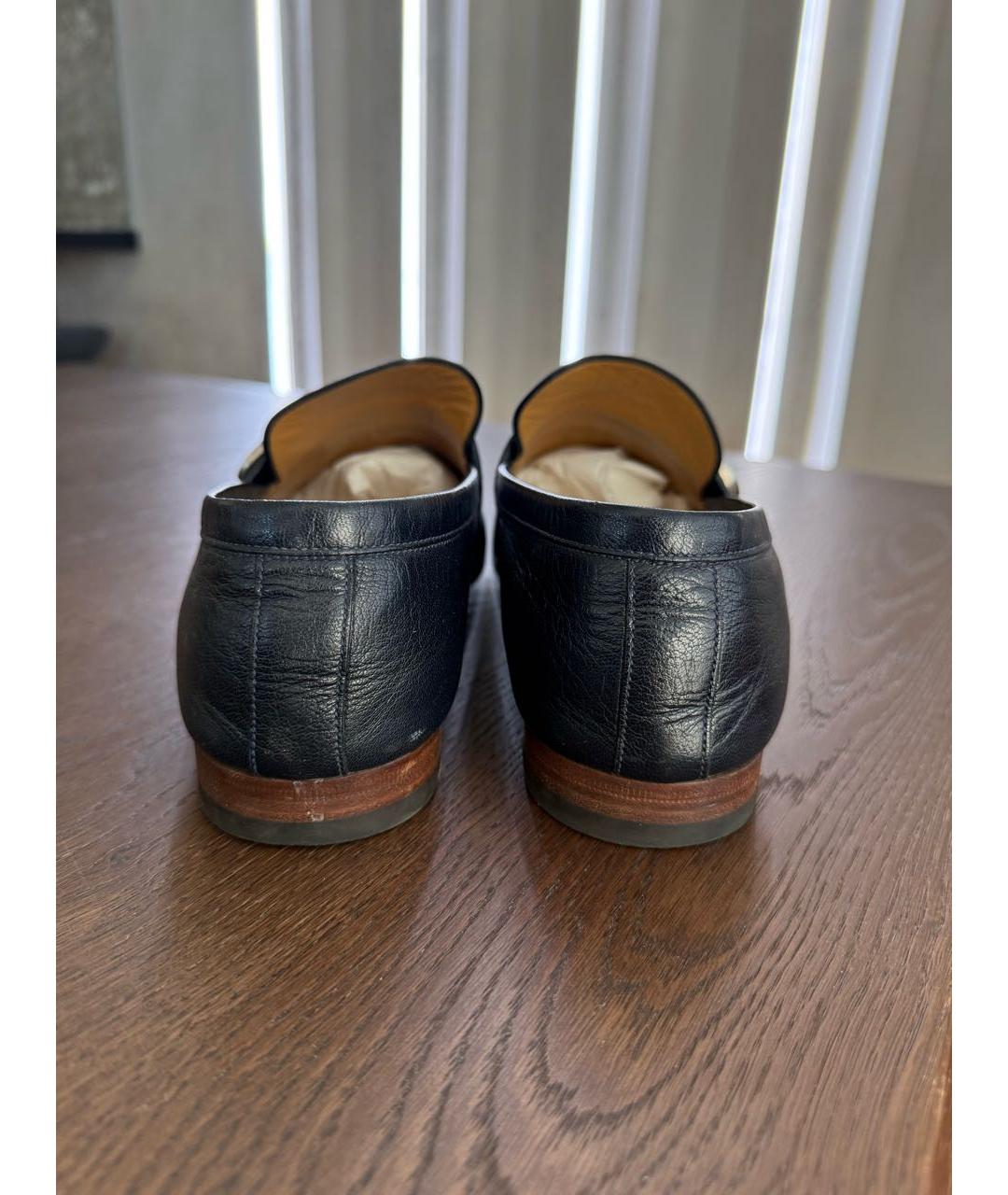 GUCCI Темно-синие кожаные лоферы, фото 4