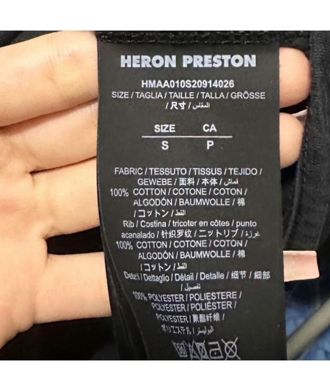 HERON PRESTON Черная хлопковая футболка, фото 6
