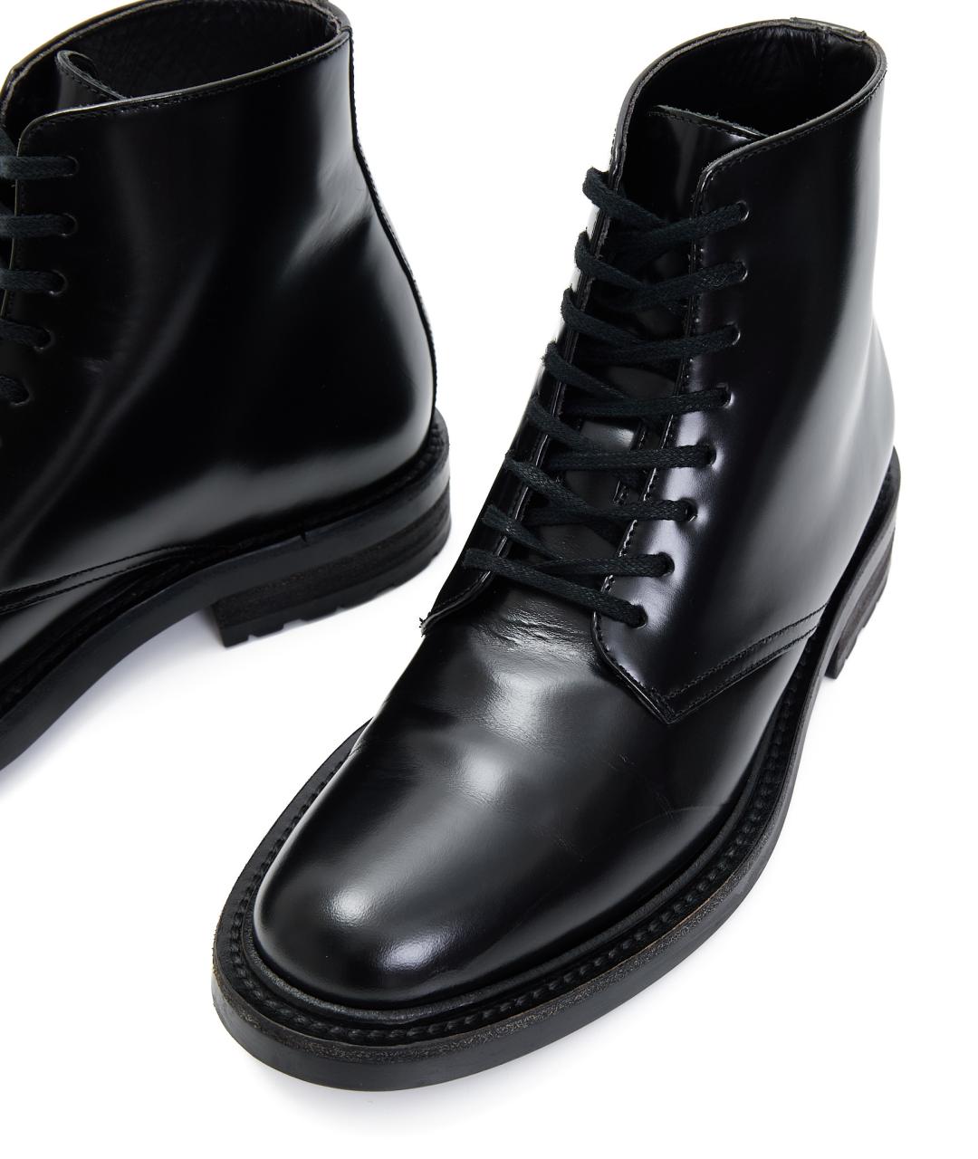 SAINT LAURENT Черные кожаные ботинки, фото 4