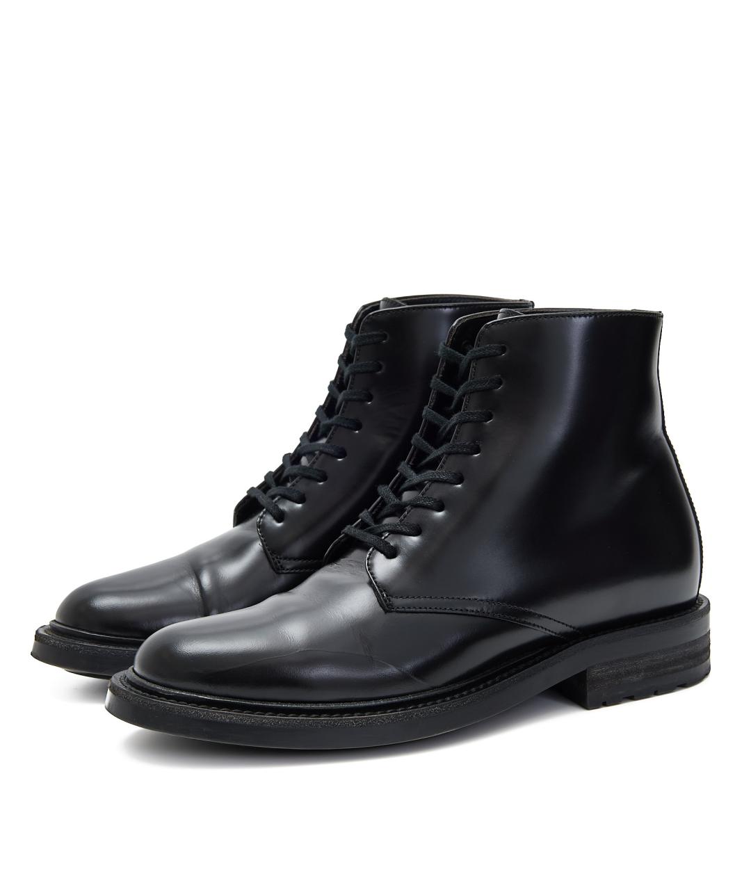 SAINT LAURENT Черные кожаные ботинки, фото 2