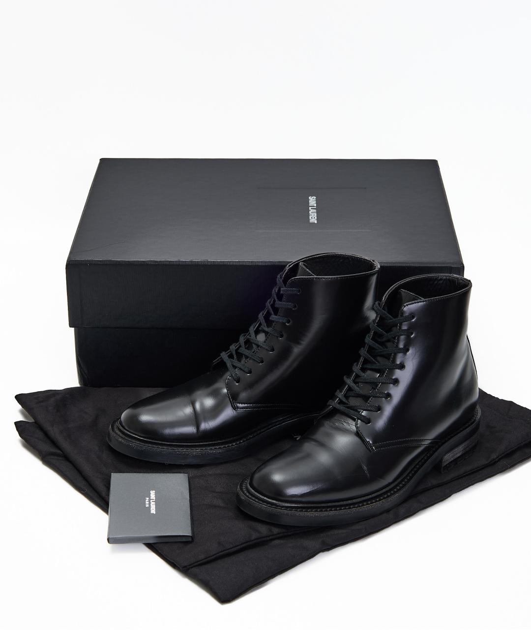 SAINT LAURENT Черные кожаные ботинки, фото 5