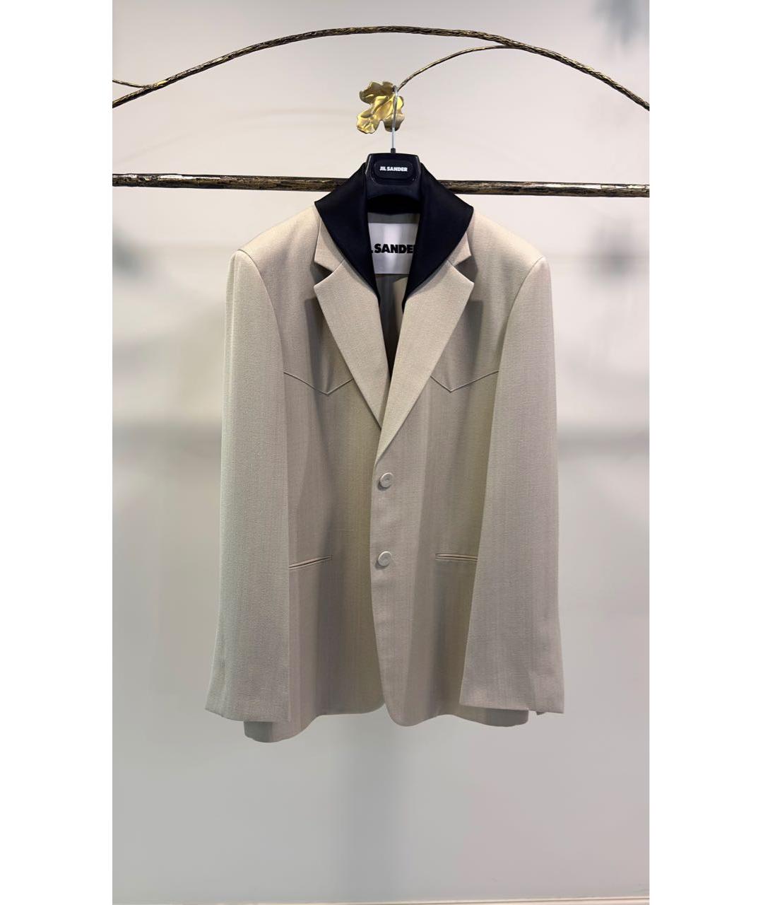 JIL SANDER Бежевый вискозный жакет/пиджак, фото 7