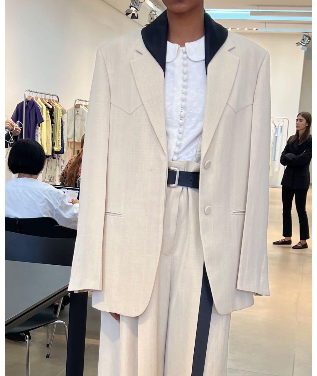 JIL SANDER Бежевый вискозный жакет/пиджак, фото 5