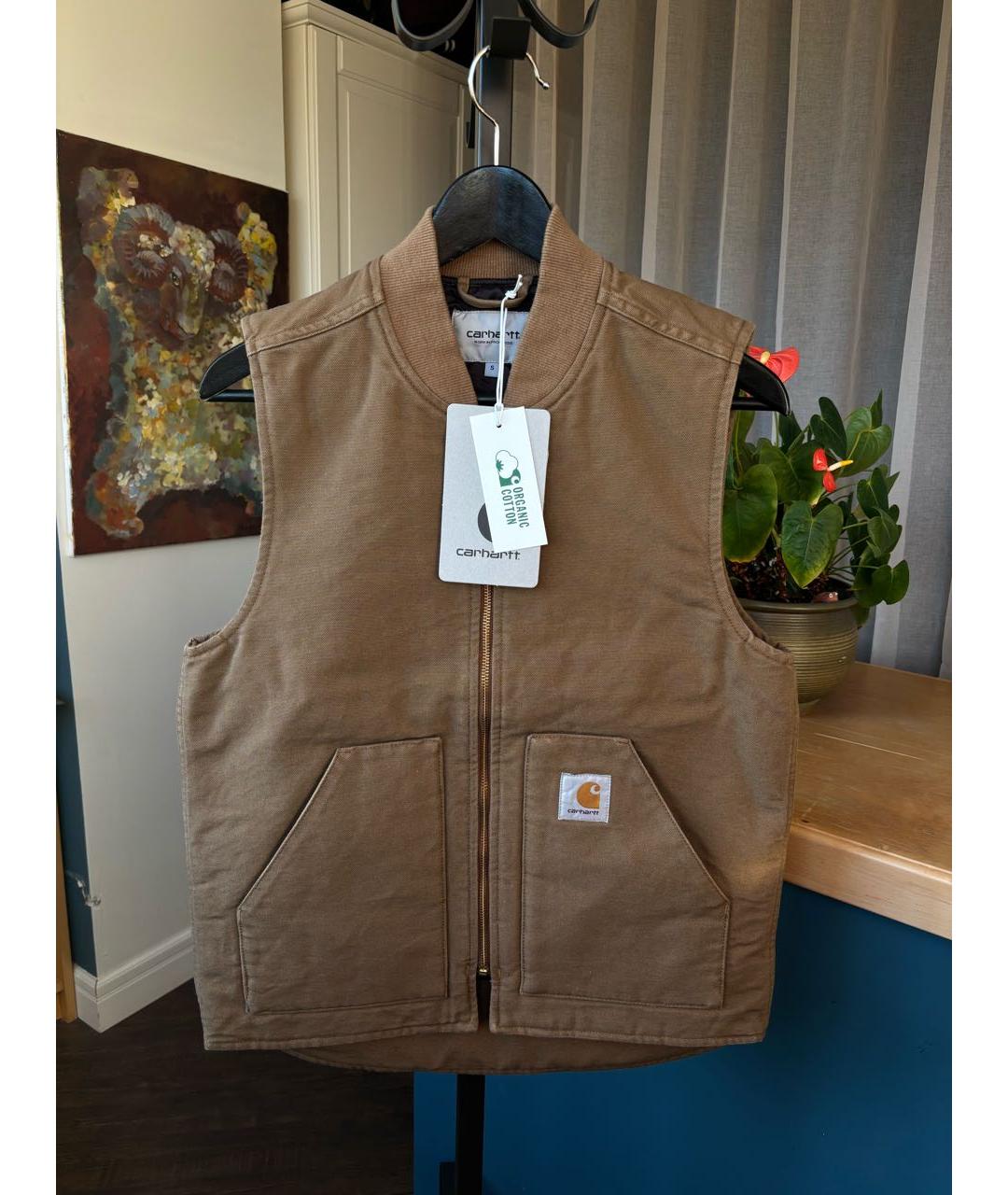 CARHARTT WIP Коричневый хлопковый жилет, фото 4