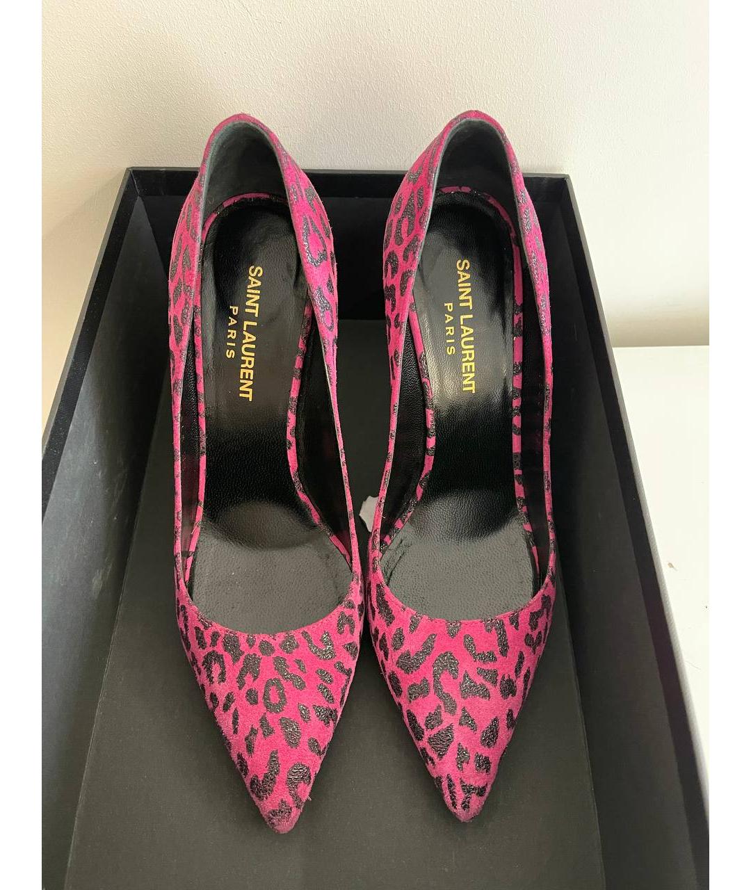 SAINT LAURENT Фуксия кожаные туфли, фото 2