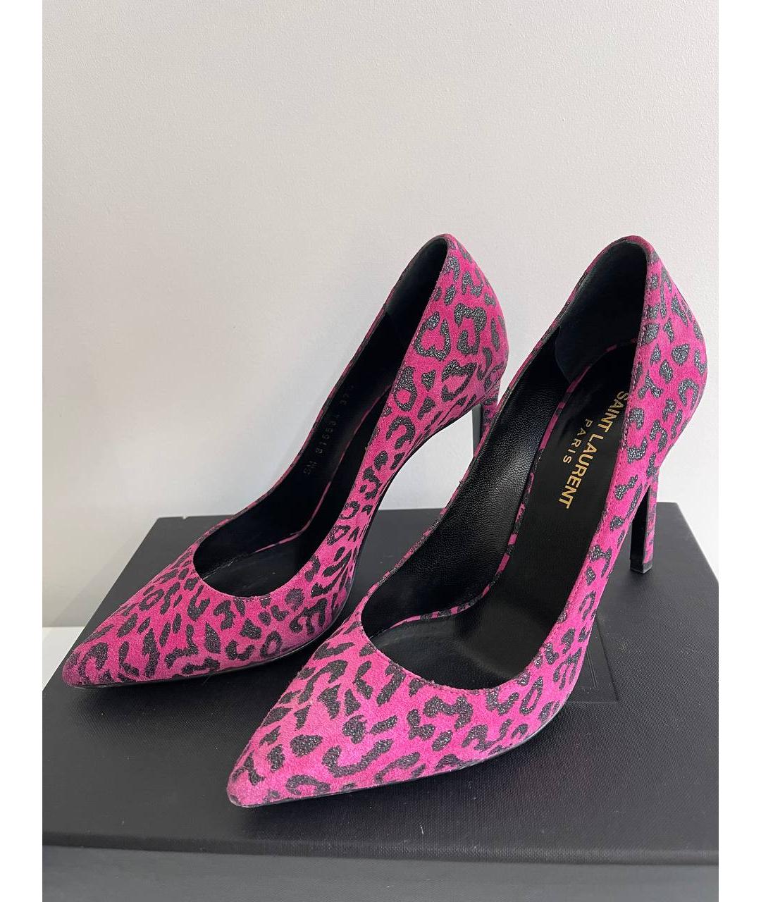 SAINT LAURENT Фуксия кожаные туфли, фото 8