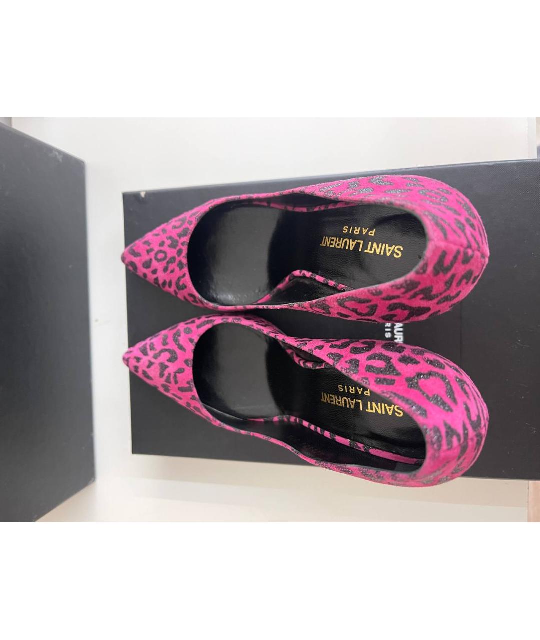 SAINT LAURENT Фуксия кожаные туфли, фото 3