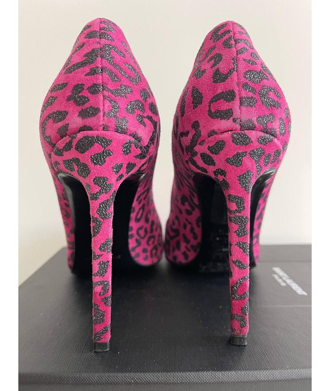 SAINT LAURENT Фуксия кожаные туфли, фото 4