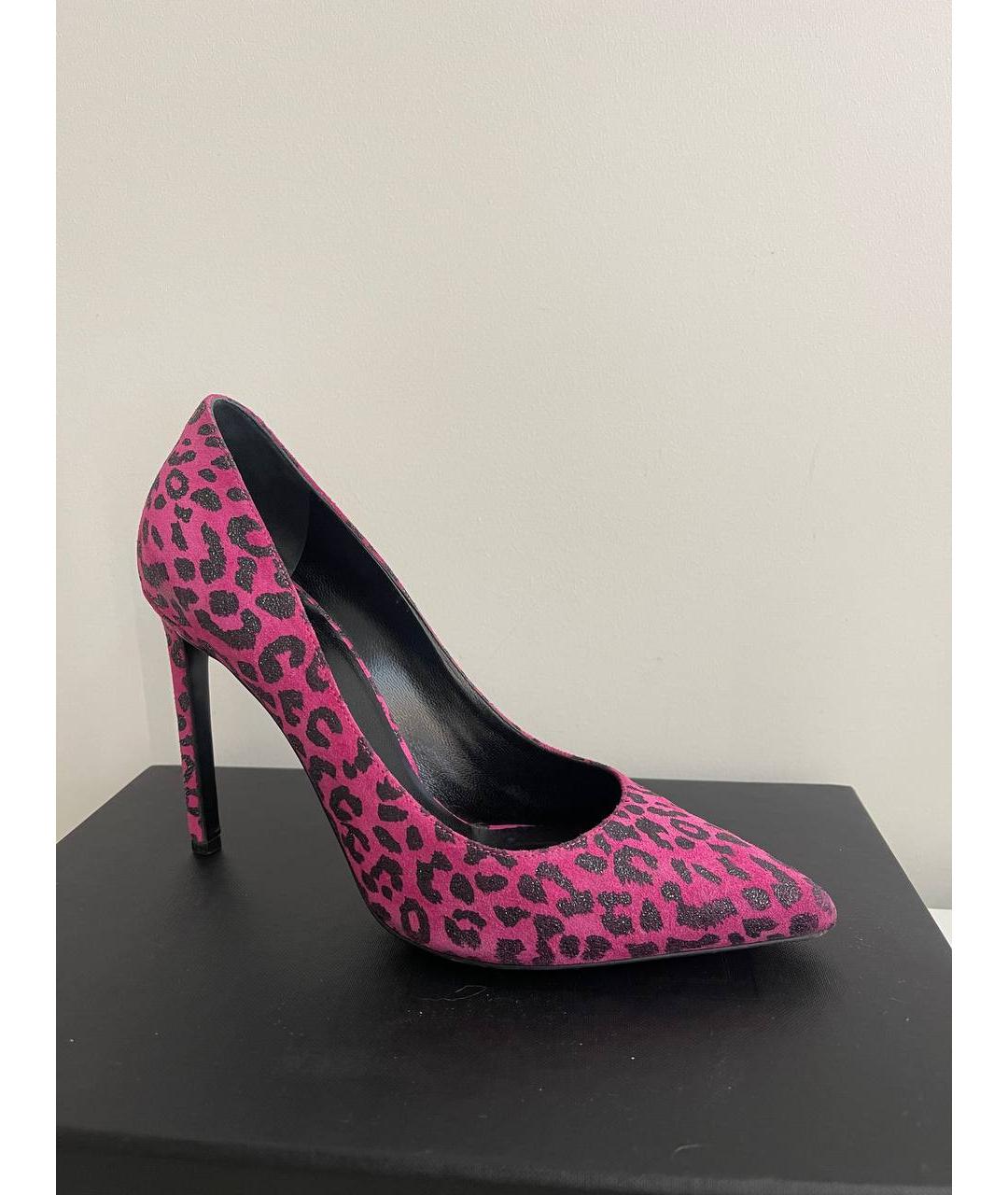 SAINT LAURENT Фуксия кожаные туфли, фото 10