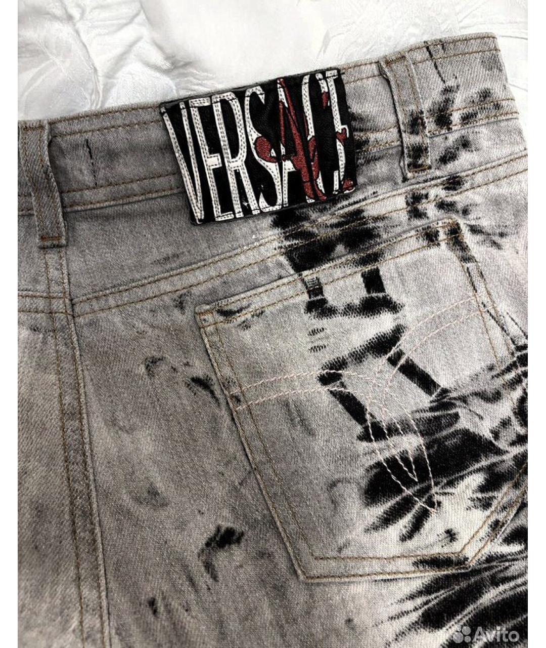 VERSACE Антрацитовые хлопковые джинсы клеш, фото 6