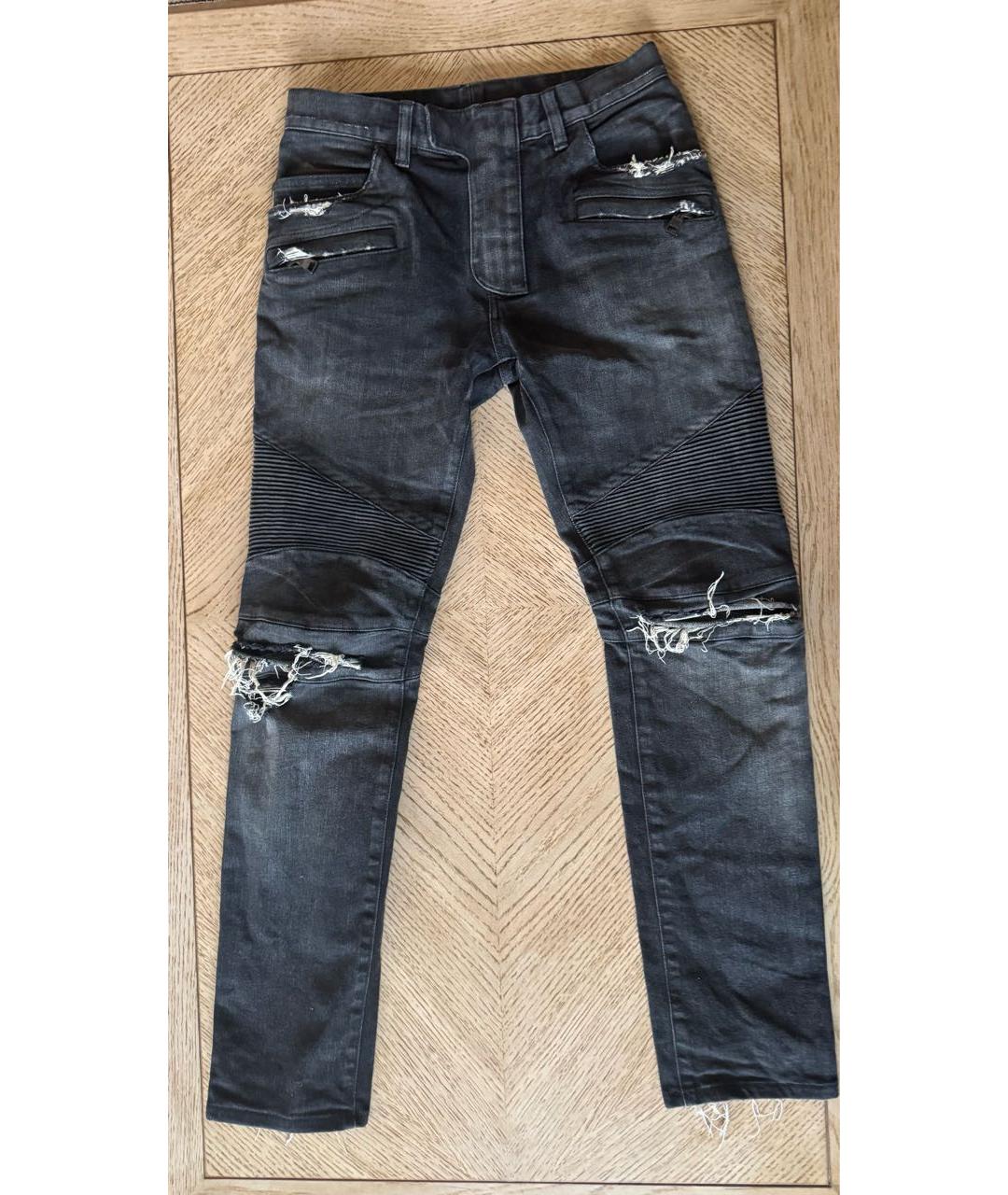 BALMAIN Серые хлопко-эластановые джинсы скинни, фото 9
