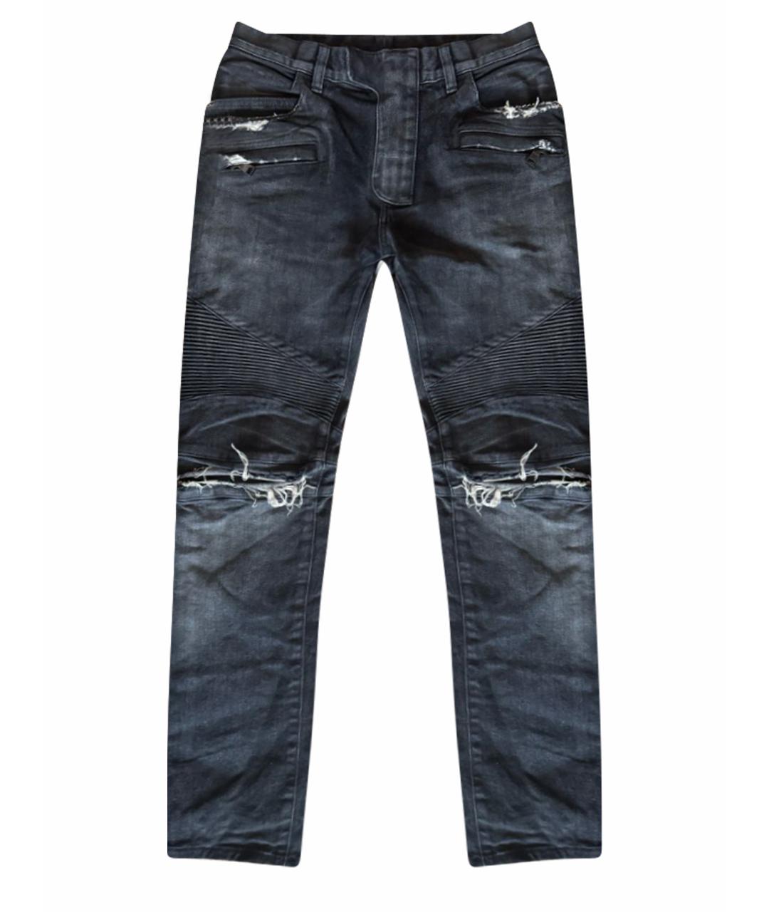 BALMAIN Серые хлопко-эластановые джинсы скинни, фото 1