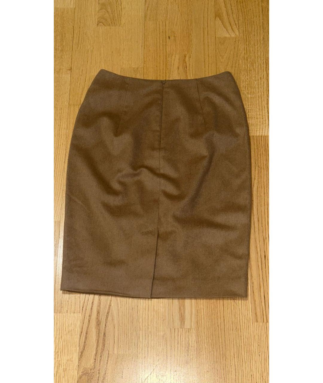 MAX MARA Коричневая шерстяная юбка миди, фото 2