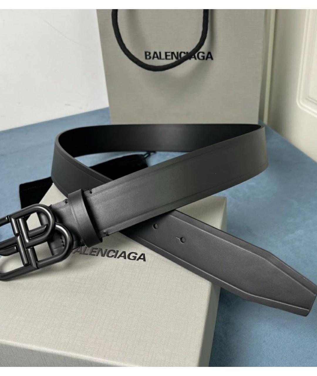 BALENCIAGA Черный кожаный ремень, фото 7