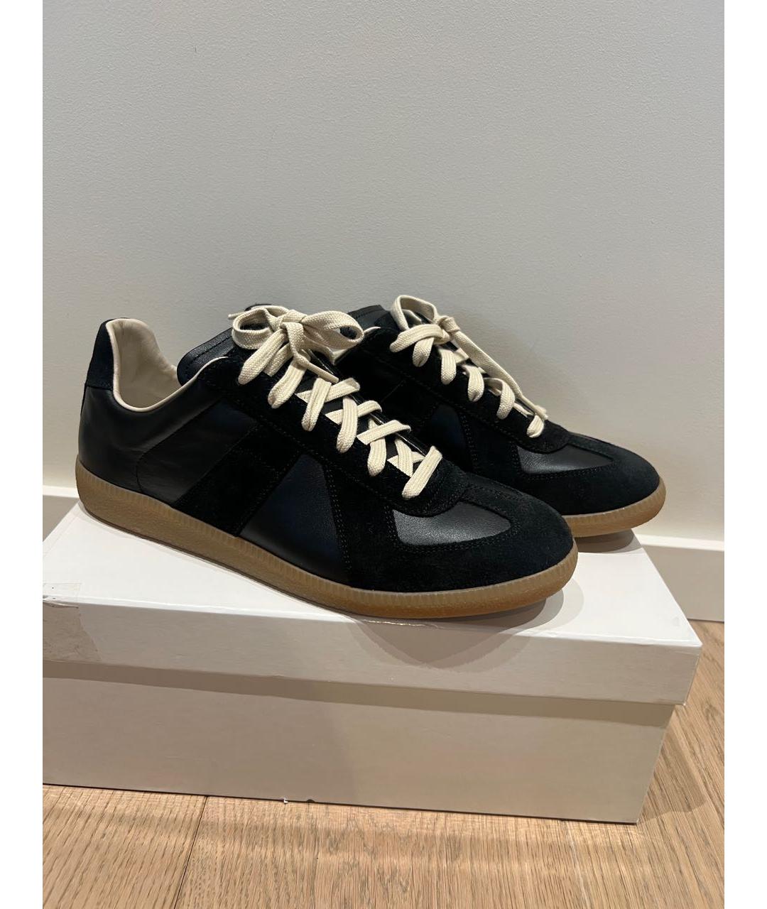 MAISON MARGIELA Черные кожаные кеды, фото 5