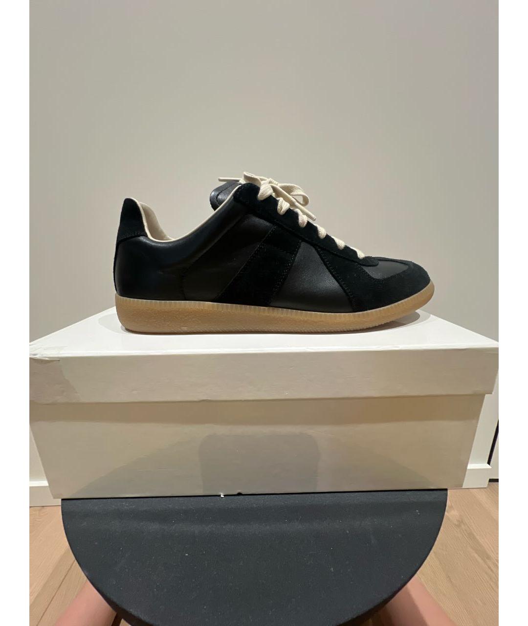 MAISON MARGIELA Черные кожаные кеды, фото 8