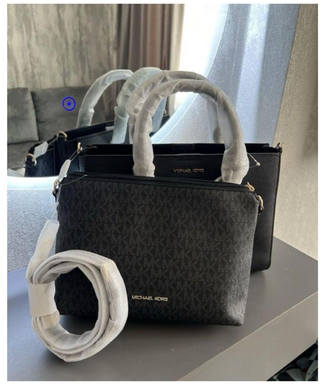 MICHAEL KORS Черная кожаная сумка тоут, фото 4