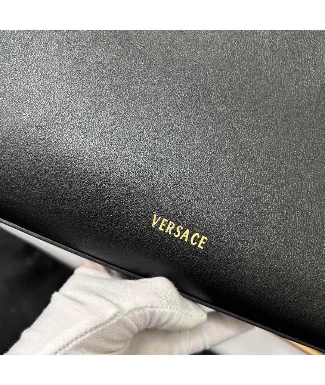 VERSACE Черная кожаная сумка тоут, фото 3