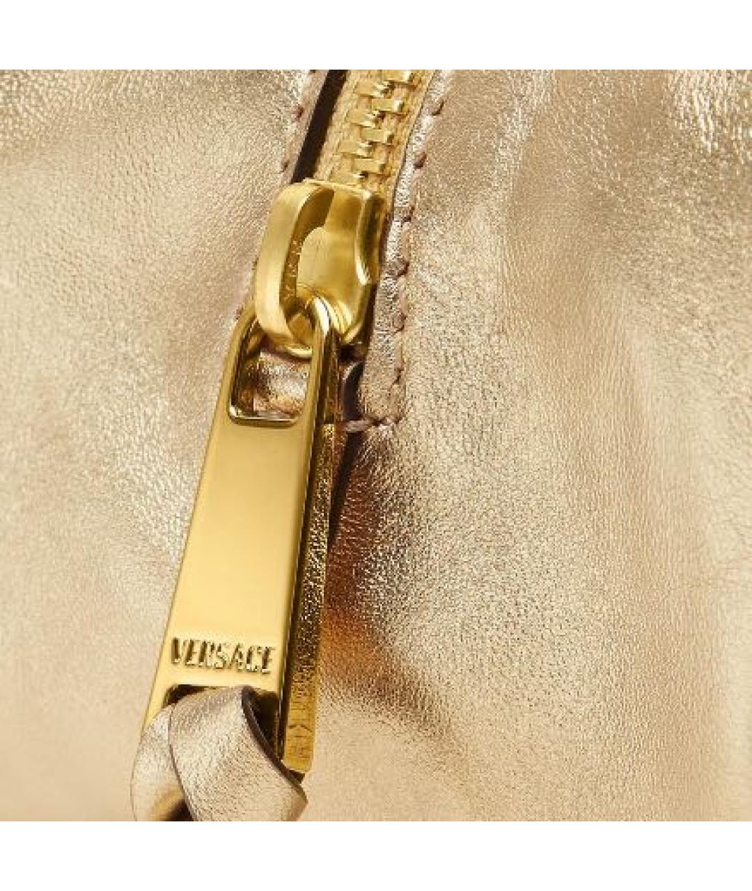 VERSACE Золотая кожаная сумка с короткими ручками, фото 2