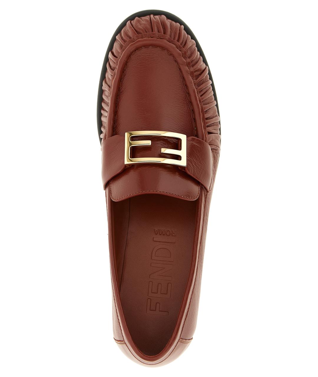 FENDI Коричневые кожаные лоферы, фото 4