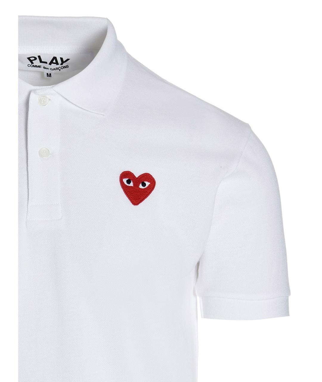 COMME DES GARÇONS PLAY Белое хлопковое поло с коротким рукавом, фото 3