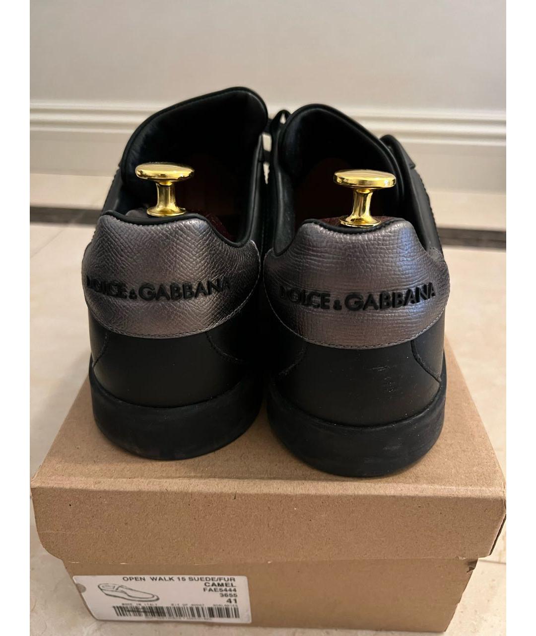 DOLCE&GABBANA Черные кожаные низкие кроссовки / кеды, фото 4