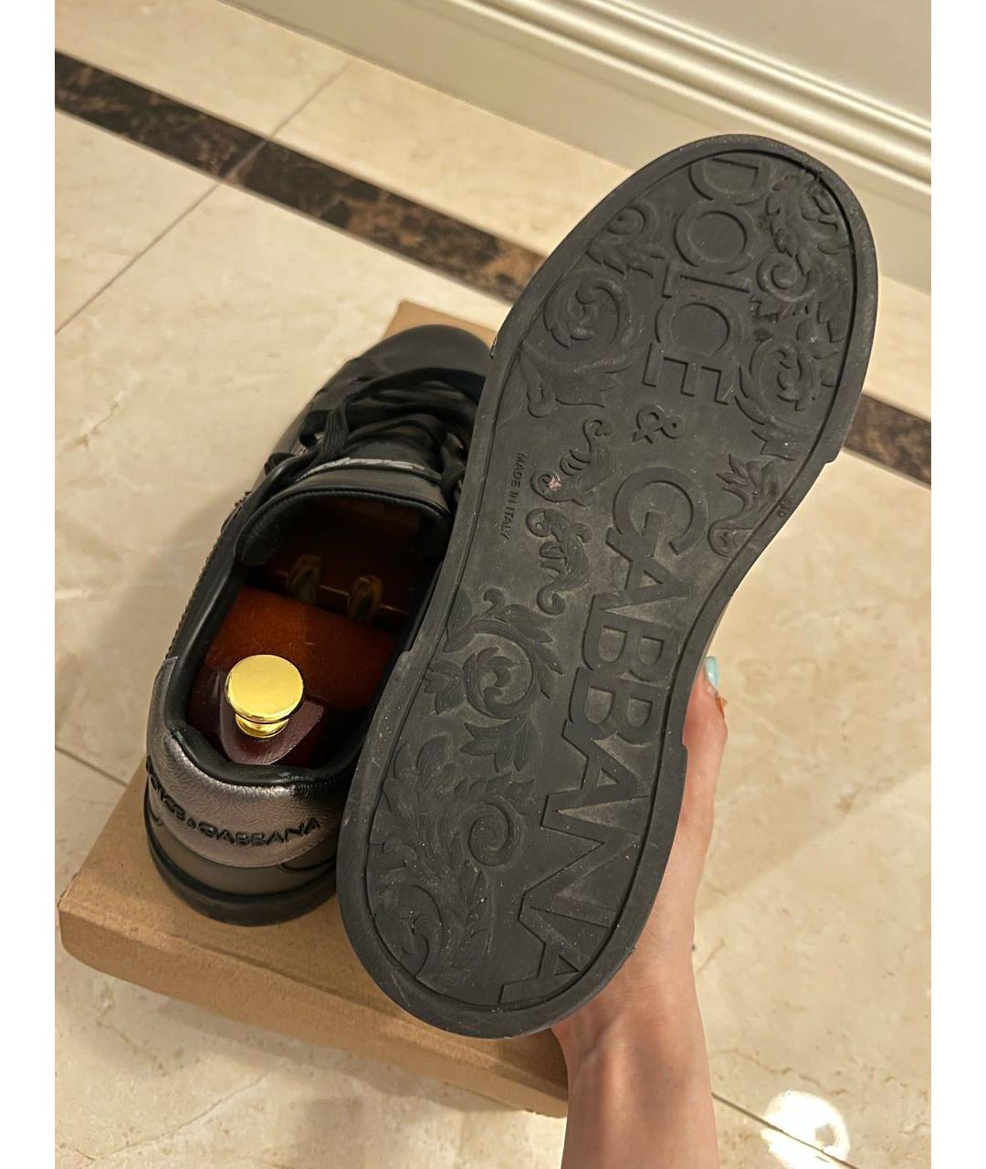 DOLCE&GABBANA Черные кожаные низкие кроссовки / кеды, фото 5