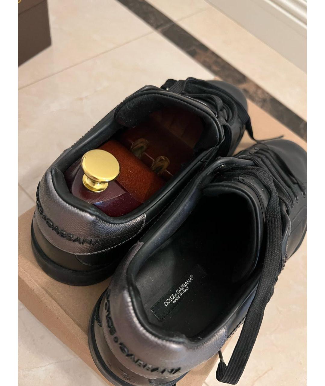 DOLCE&GABBANA Черные кожаные низкие кроссовки / кеды, фото 7