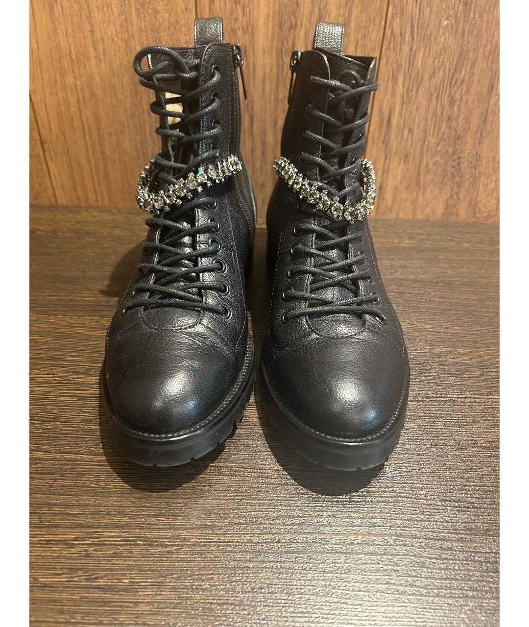 JIMMY CHOO Черные кожаные ботинки, фото 2