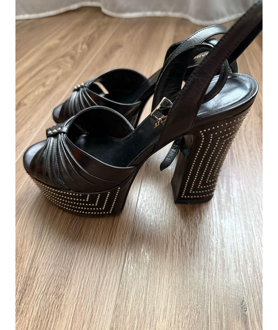 SAINT LAURENT Черные кожаные босоножки, фото 8