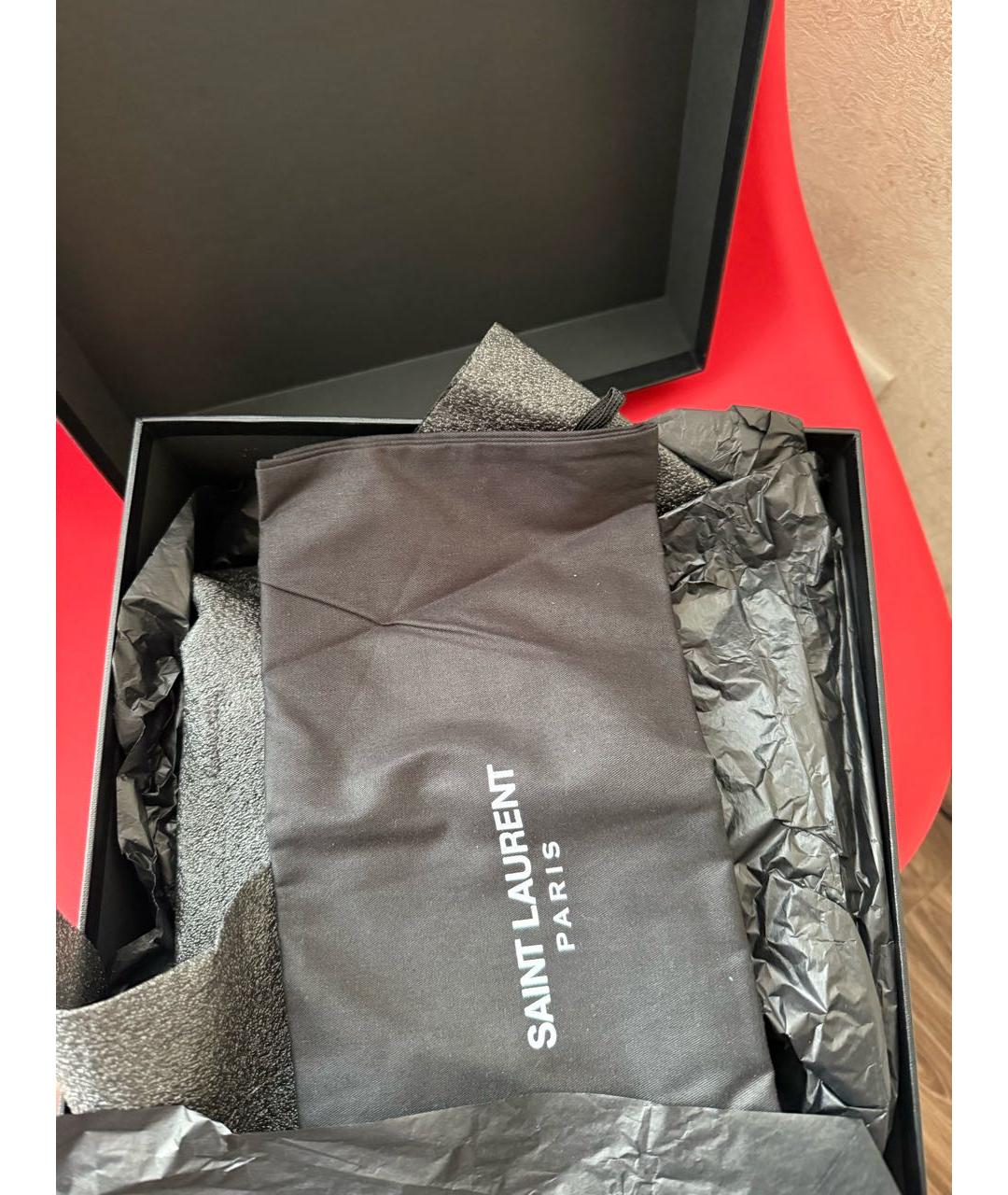 SAINT LAURENT Черные кожаные босоножки, фото 5