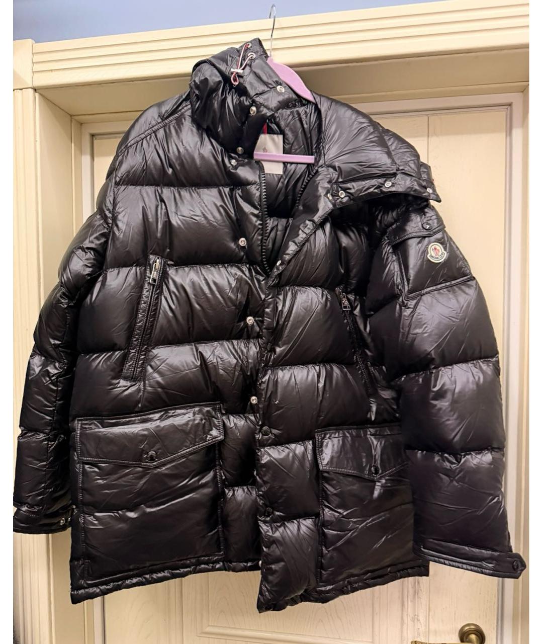 MONCLER Черный синтетический пуховик, фото 5
