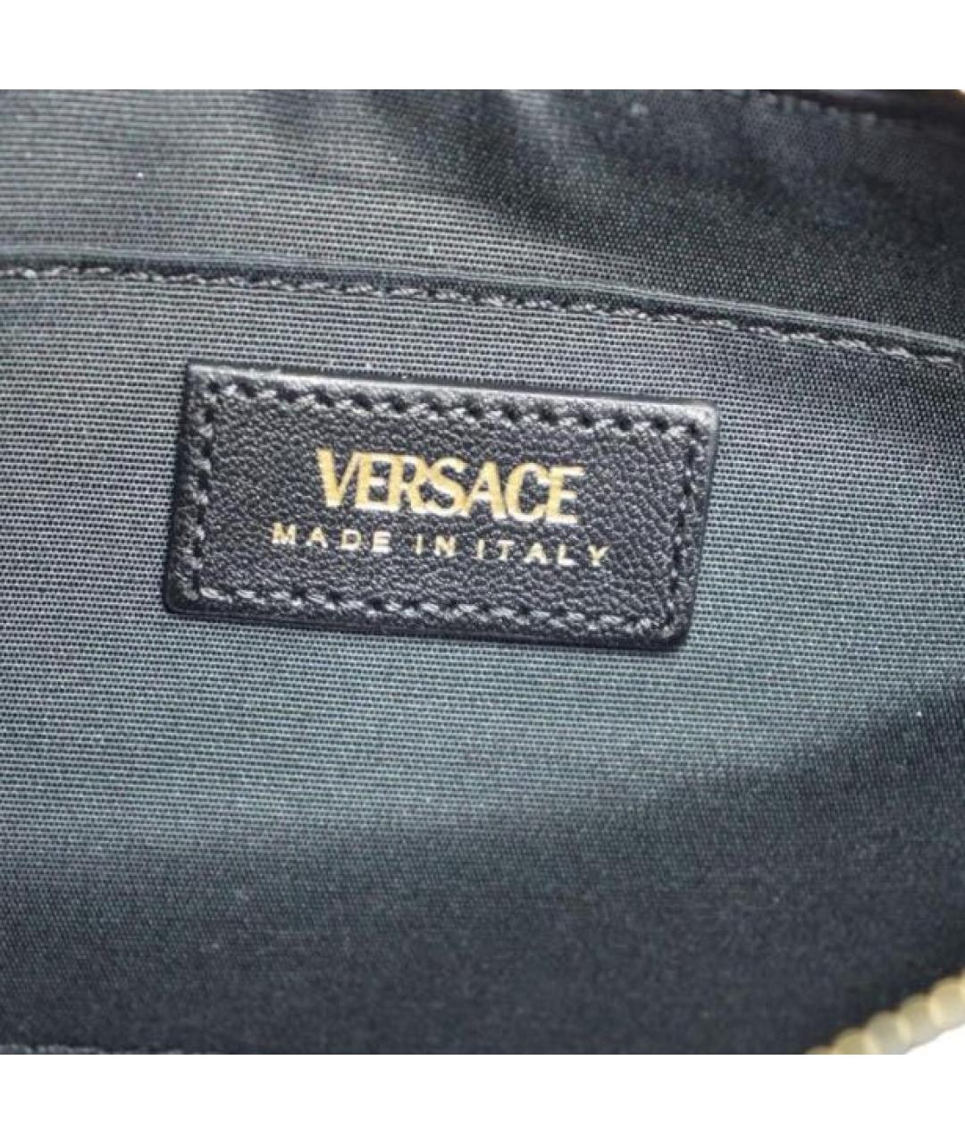 VERSACE Черная кожаная сумка с короткими ручками, фото 2