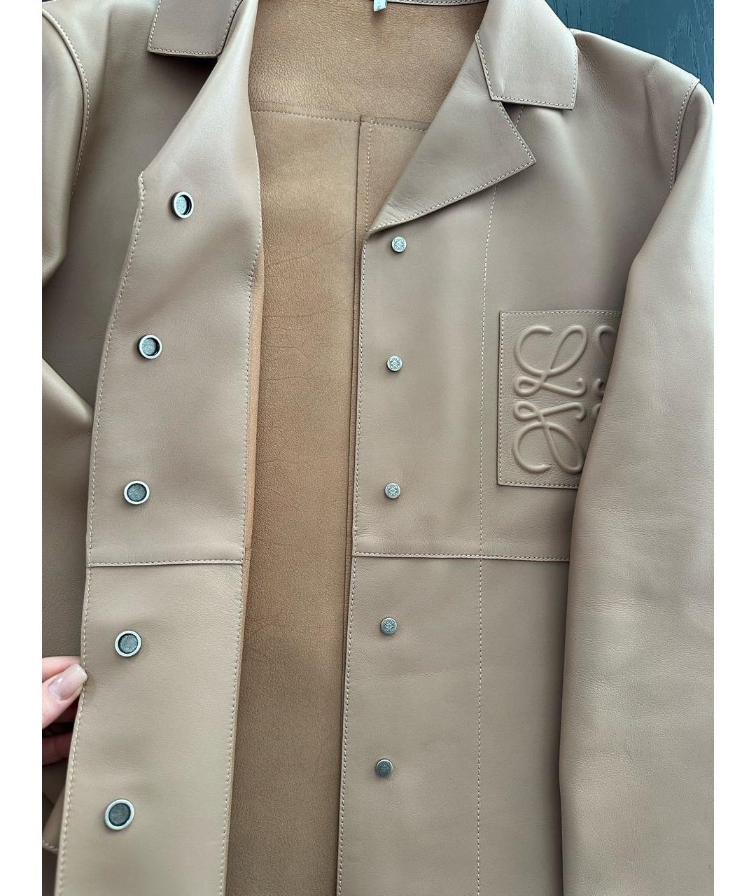 LOEWE Бежевая кожаная куртка, фото 4