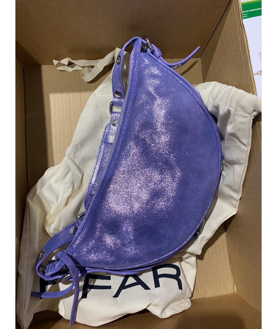 BY FAR Фиолетовая кожаная сумка через плечо, фото 2