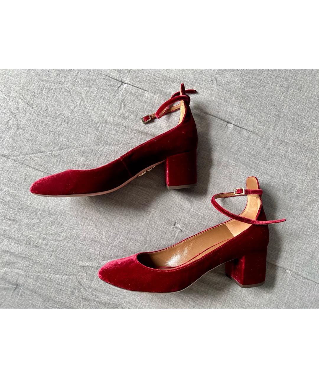 AQUAZZURA Бордовые кожаные туфли, фото 9