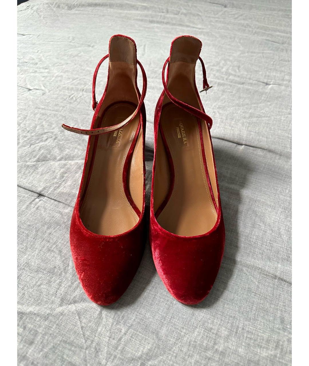 AQUAZZURA Бордовые кожаные туфли, фото 3