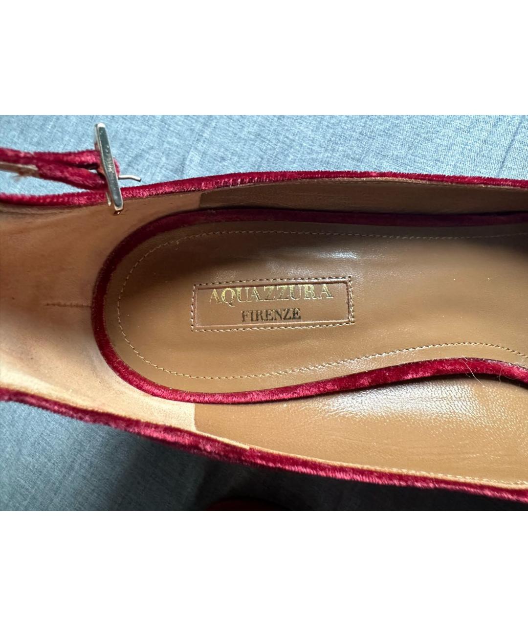 AQUAZZURA Бордовые кожаные туфли, фото 5