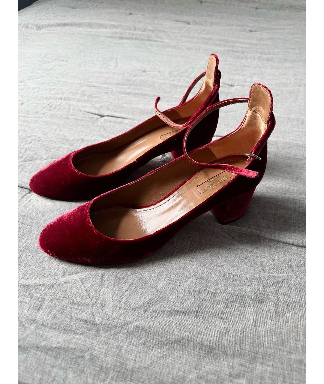 AQUAZZURA Бордовые кожаные туфли, фото 2