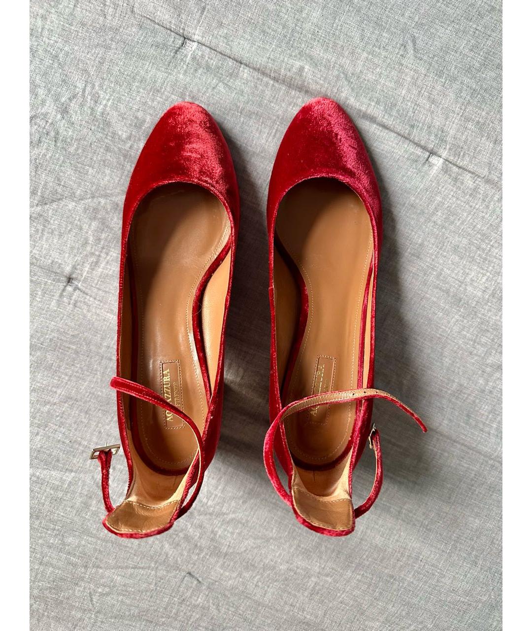 AQUAZZURA Бордовые кожаные туфли, фото 4