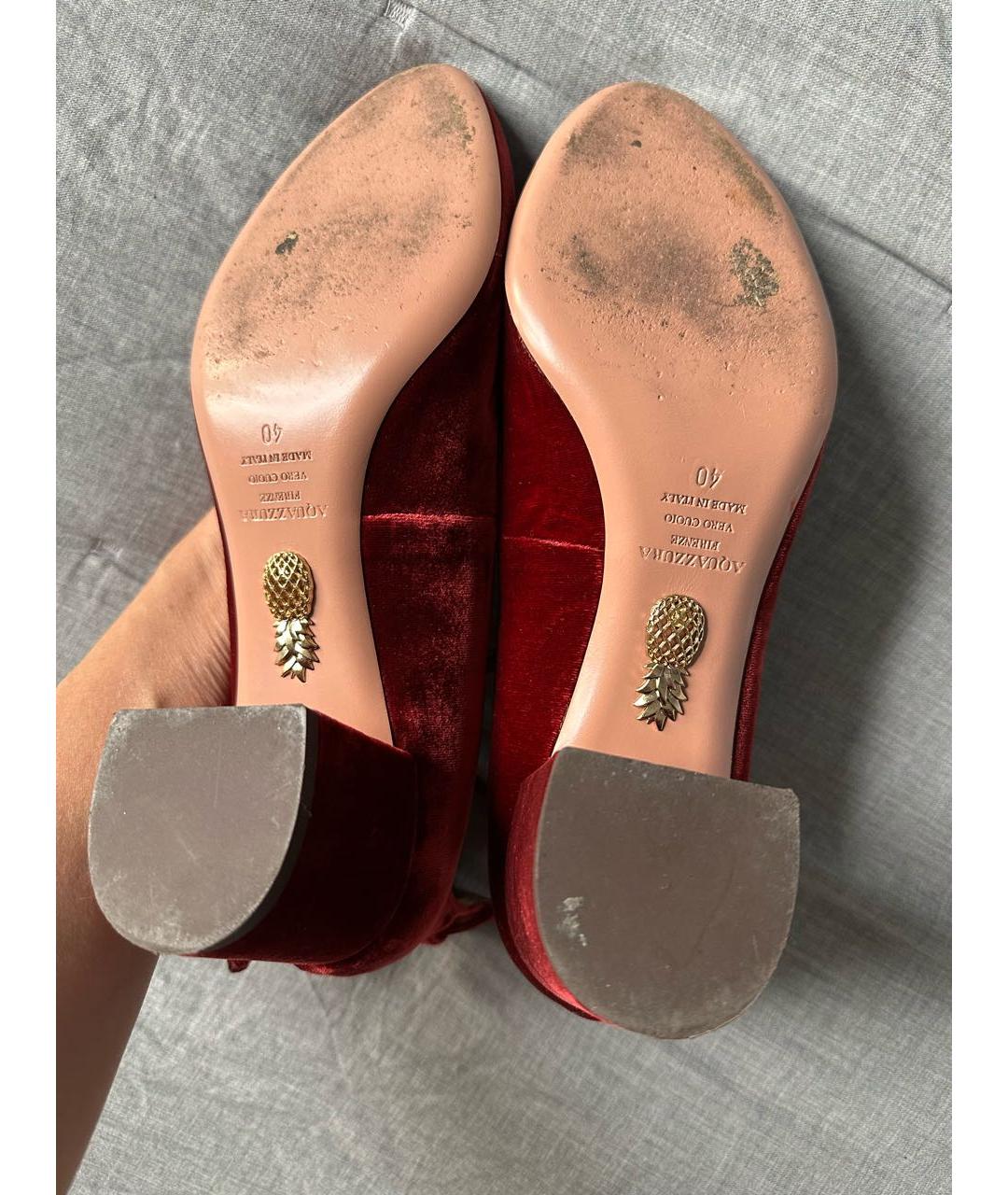 AQUAZZURA Бордовые кожаные туфли, фото 7
