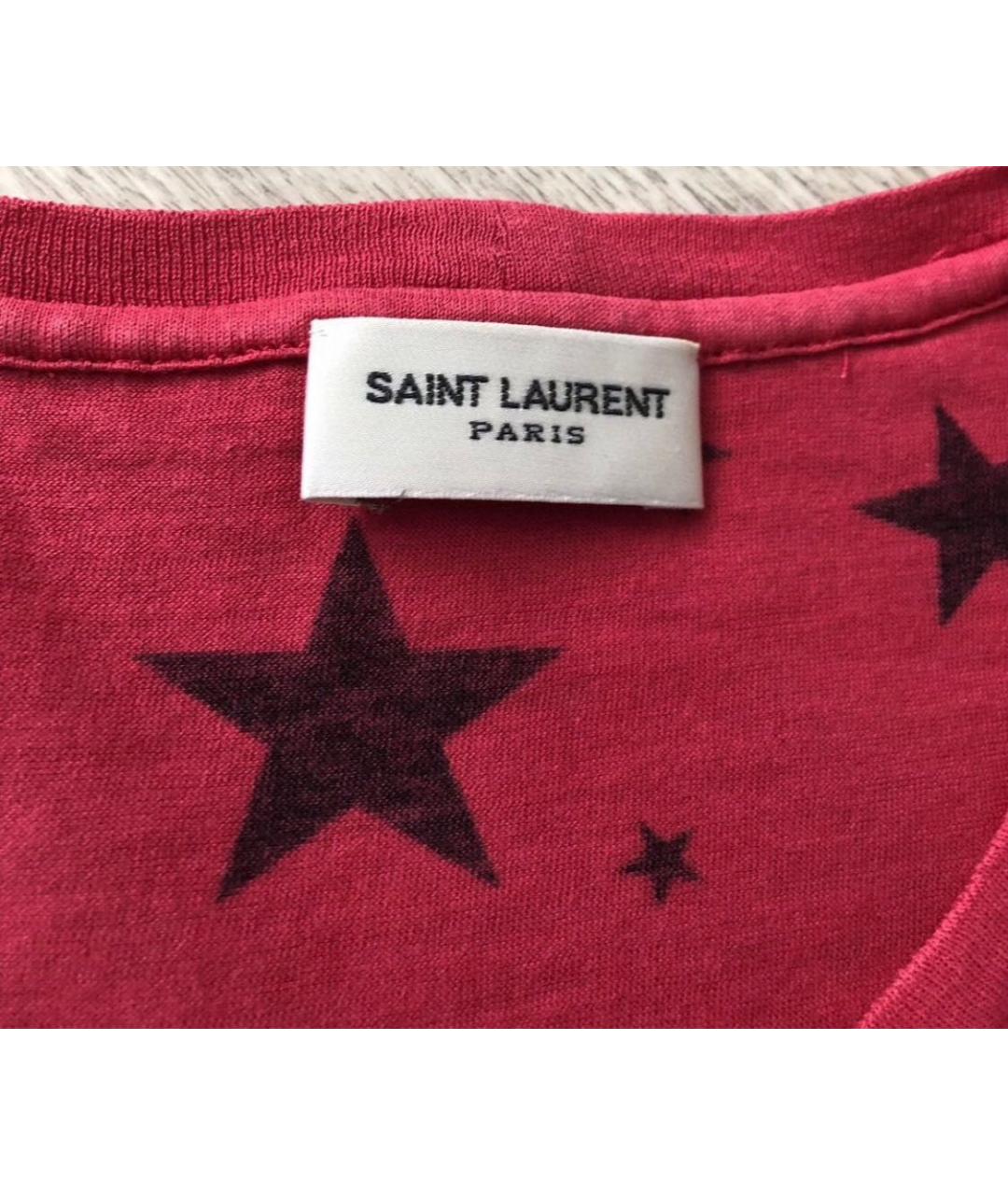 SAINT LAURENT Коралловая хлопковая футболка, фото 5