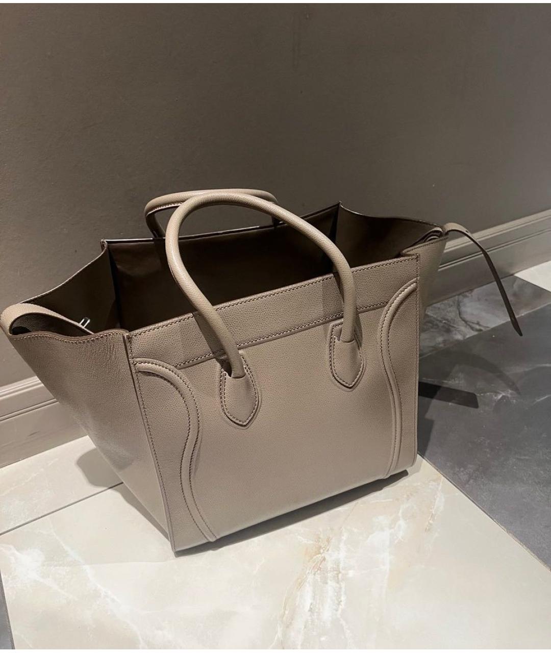 CELINE Бежевая кожаная сумка тоут, фото 3